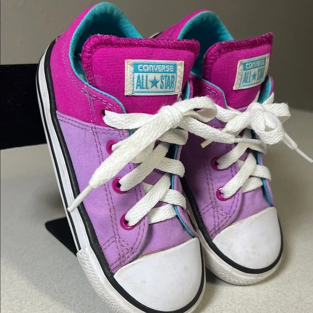 Converse Kids Colorblock Purple and Pink Low Top Sneakers